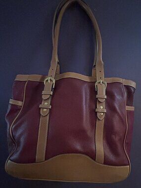 Vintage Ghurka Burgundy Leather D-Ring Shoulder Tote Bag